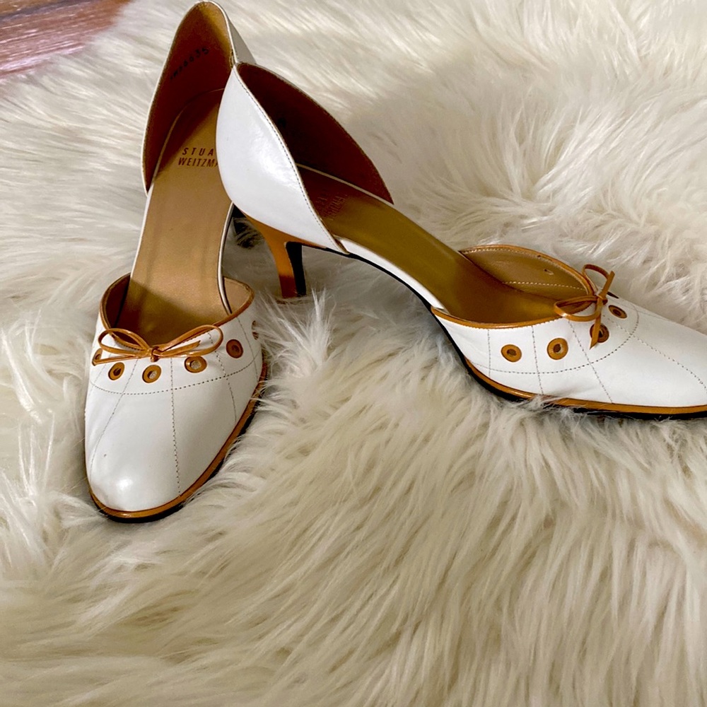 💕💕Stuart Weitzman heels worn just a few times .white and tan